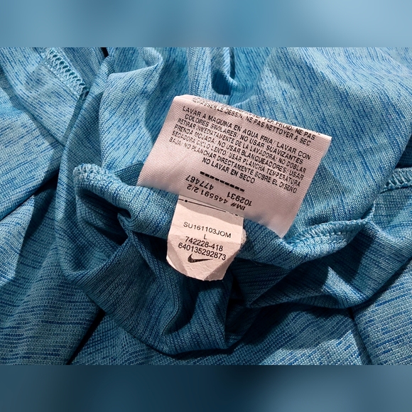 Nike Dri-Fit Knit Running Training Blue Black T-Shirt 742228-418 Men Large - Picture 2 of 5